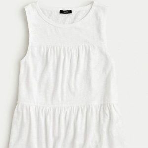 J Crew tiered tank tank in white linen XS